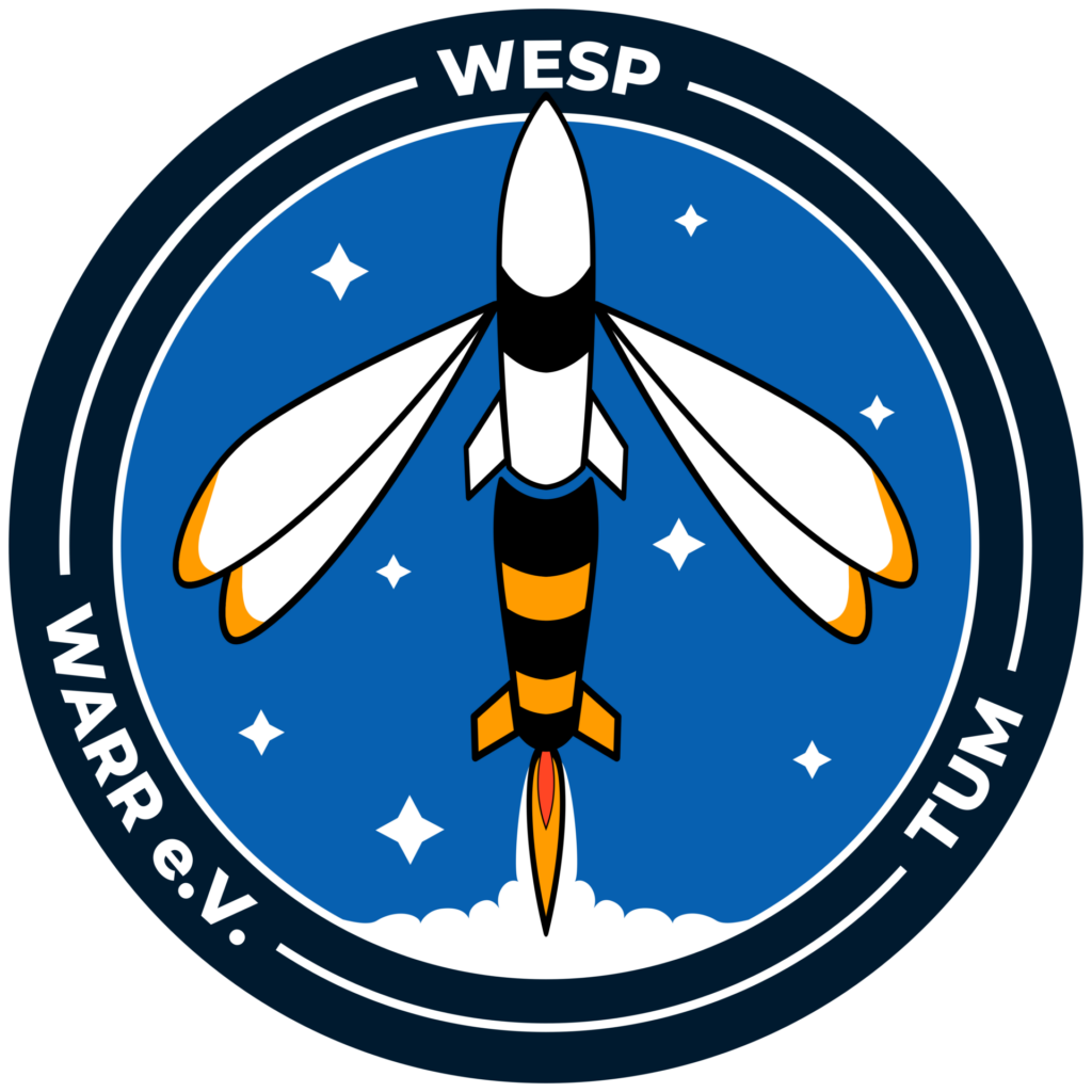 round patch of project WESP showing a rocket looking like a weso